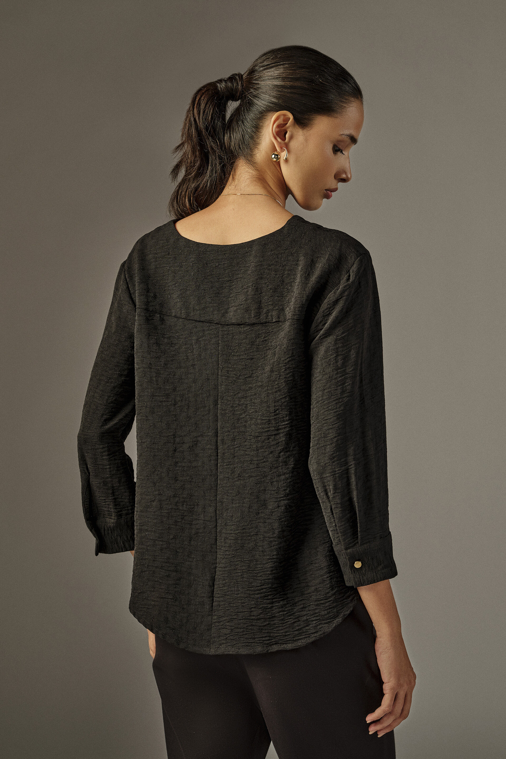 Solid Voluminous Sleeves Top in Black, Black, image 4